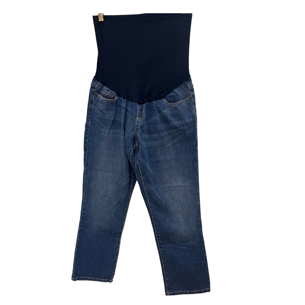 Liz Lange Maternity Jeans Women Size 2 Blue Good Full Belly Panel Straight Leg
